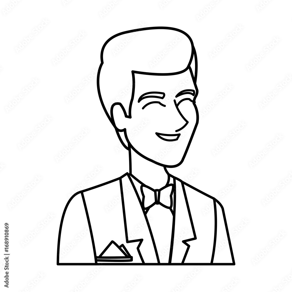 portrait happy groom in a wedding suit laughing vector illustration portrait happy groom in a wedding suit laughing vector illustration
