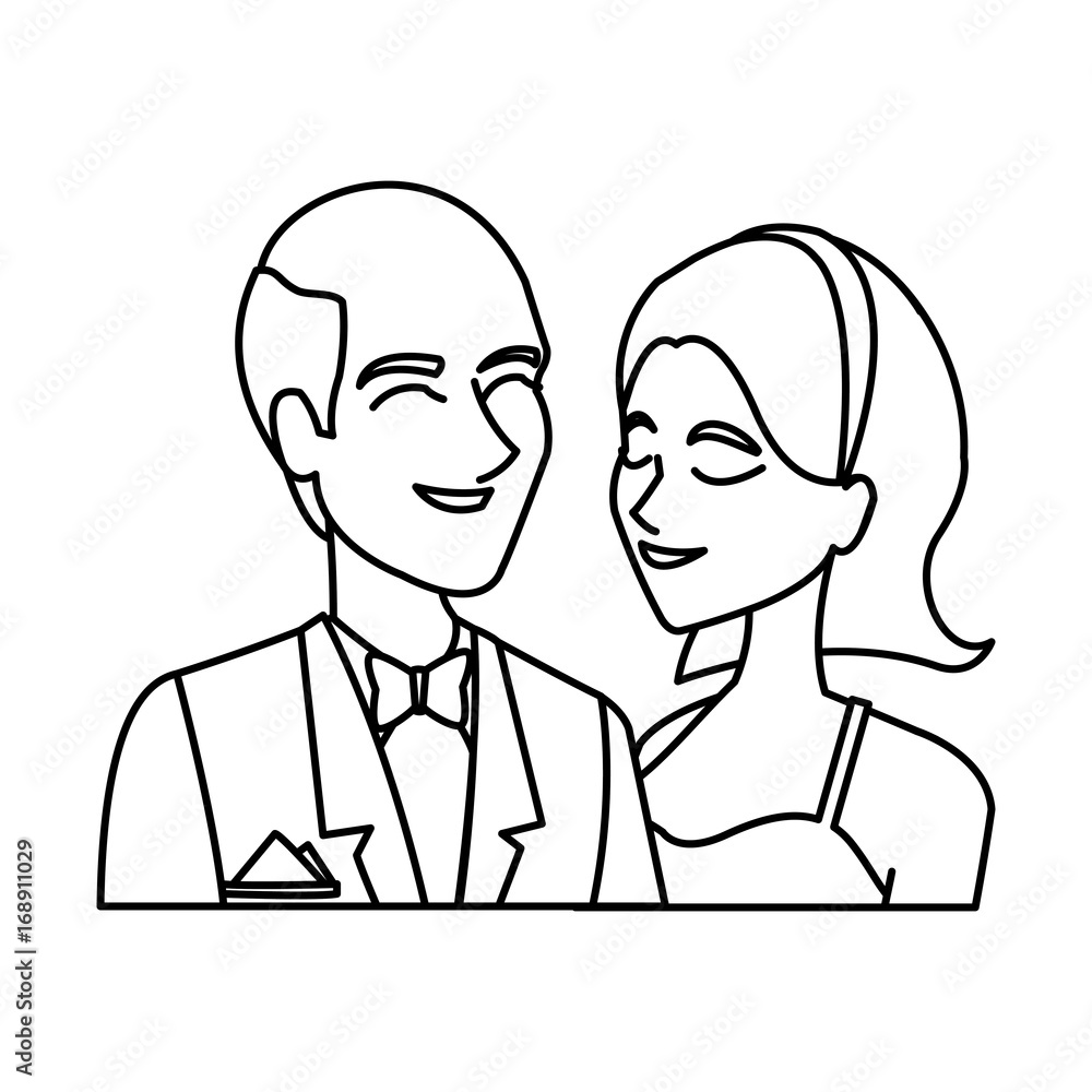 portrait wedding couple happy bride and groom together vector illustration portrait wedding couple happy bride and groom together vector illustration