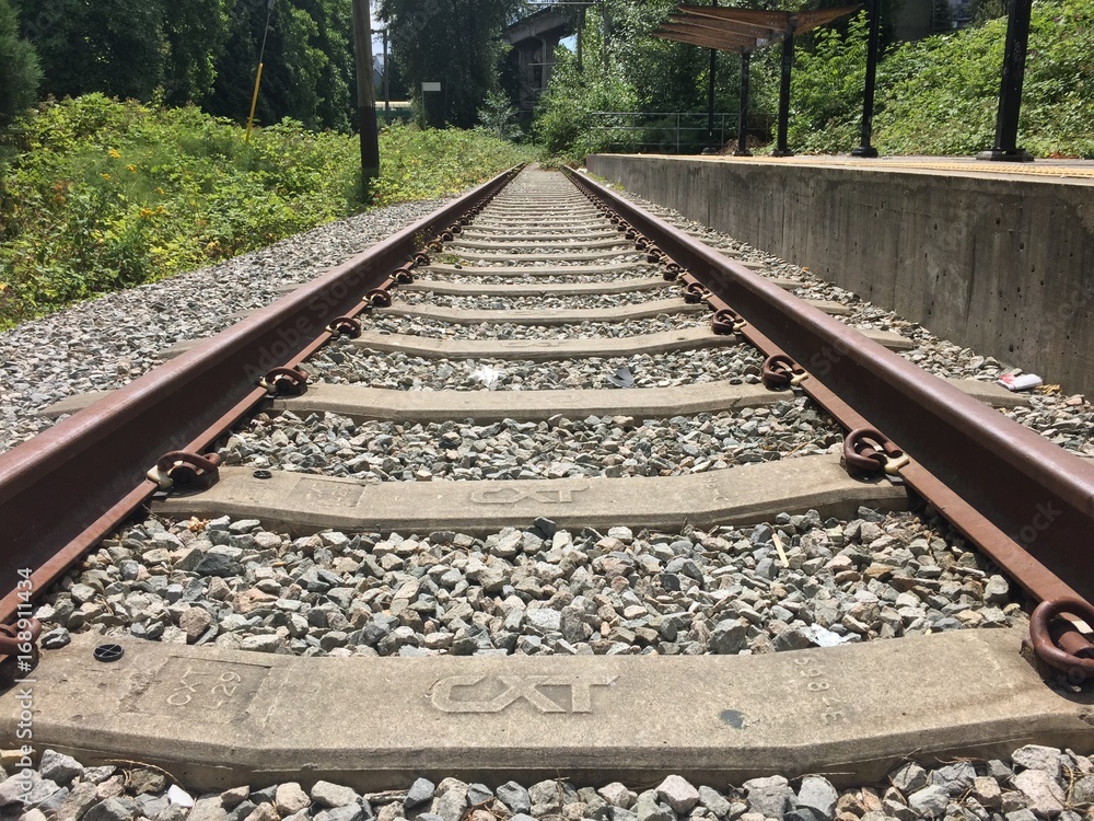 Obraz premium Railway tracks from the ground