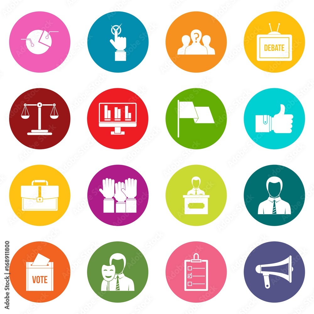 Election voting icons many colors set Election voting icons many colors set