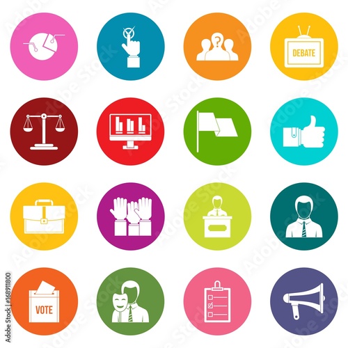 Election voting icons many colors set