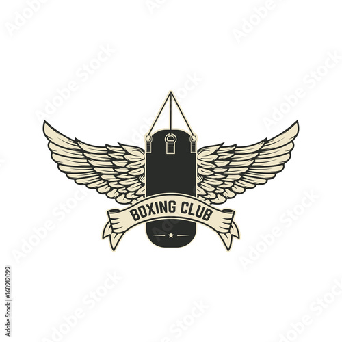Boxing club emblems on white background. Design element for logo, label, emblem, sign. Vector illustration