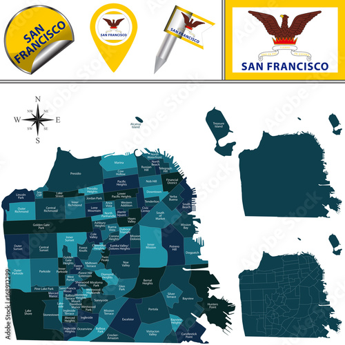 Map of San Francisco with Districts photo