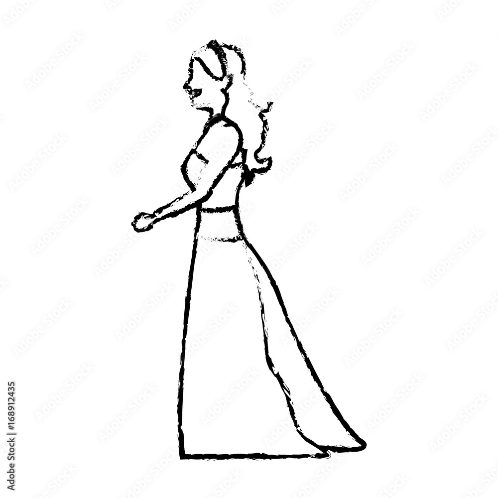 beautiful wedding bride in dress ceremony vector illustration
