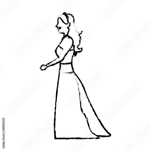 beautiful wedding bride in dress ceremony vector illustration