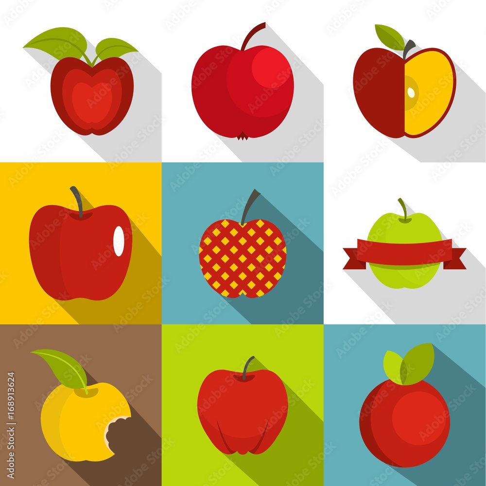 Apple sign icons set, flat style Apple sign icons set, flat style