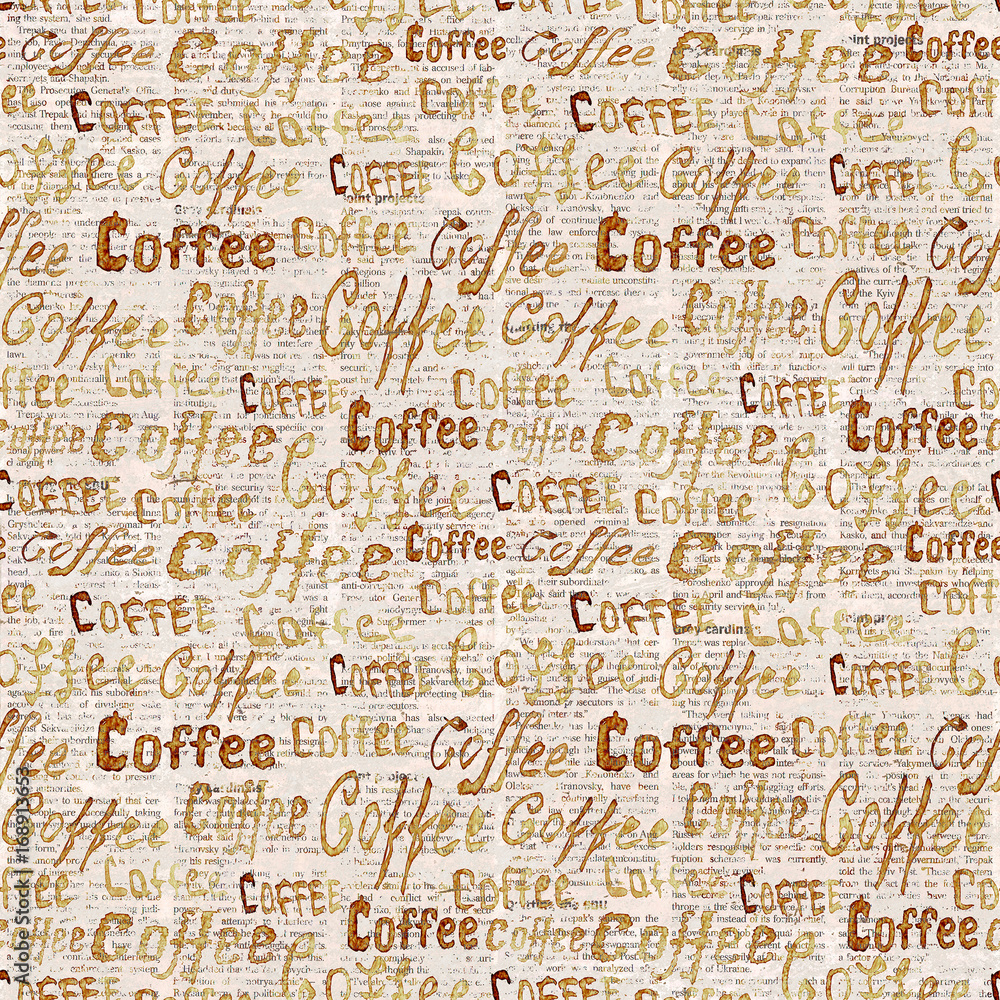 Coffee lettering seamless pattern