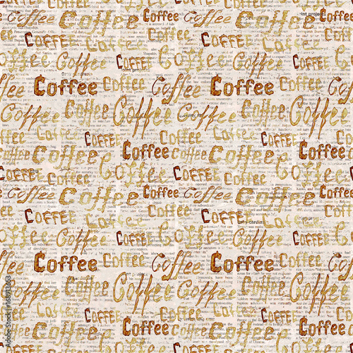 Coffee lettering seamless pattern © Olga