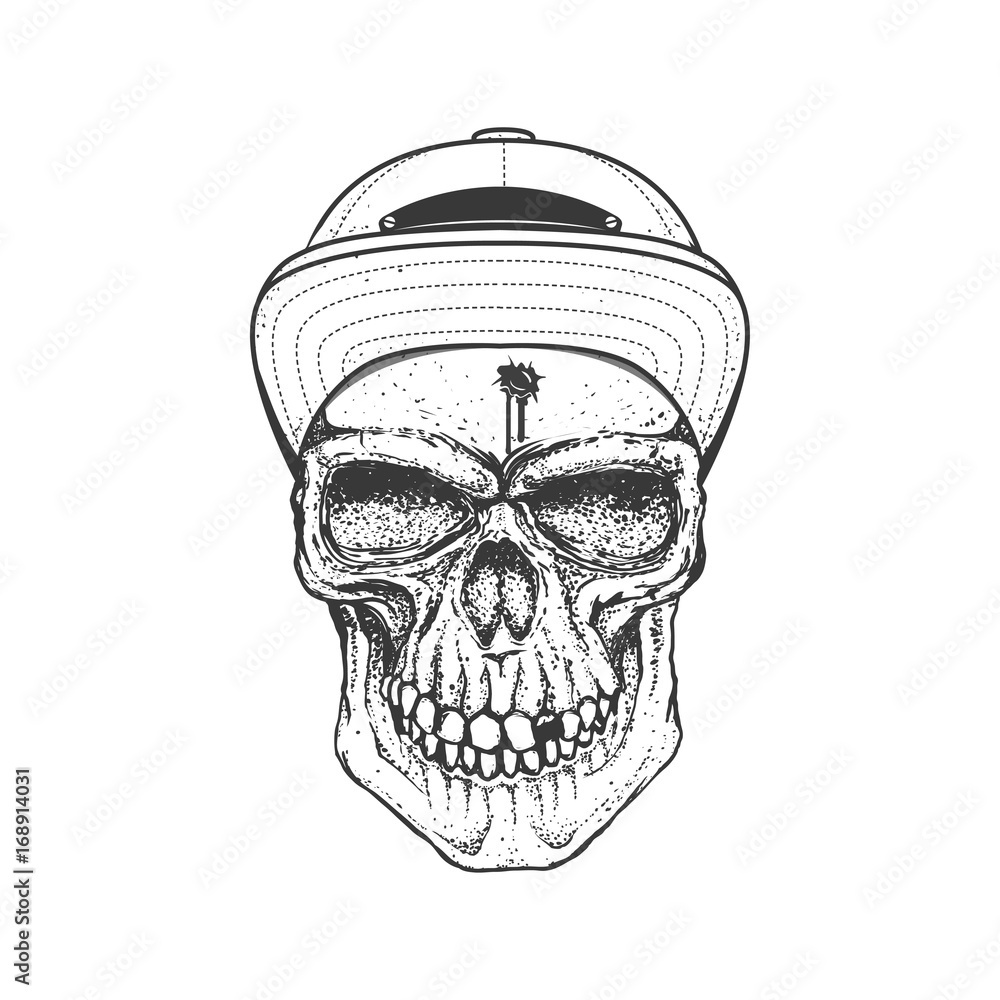 Gangster skull emblem on white background. Vector illustration Stock ...