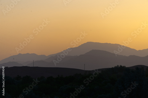 sunset in atlas mountains, morocco