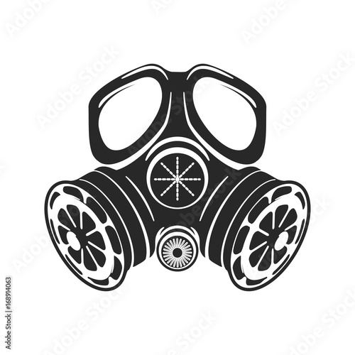 Gas mask emblem on white background.  Vector illustration
