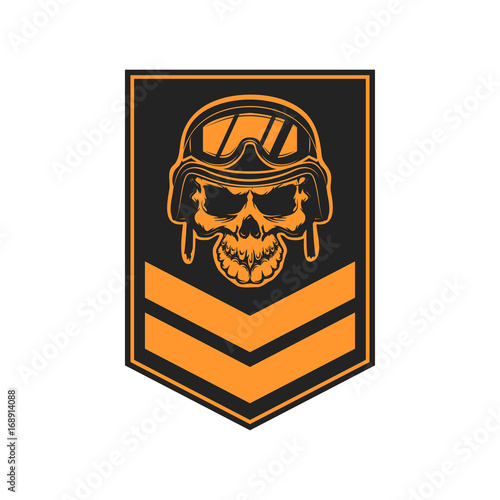 Paratrooper skull with wings. Military emblem. Design element for logo  label  emblem  sign. Vector illustration