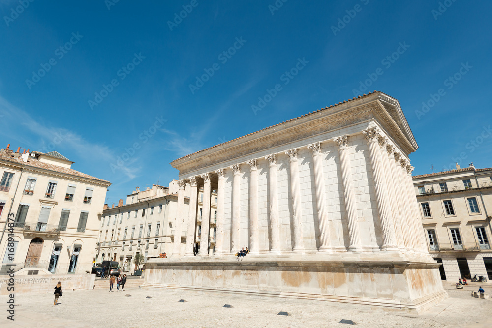Maison Caree or Square House, the best preserved Roman temple, in Nimes, Southern France
