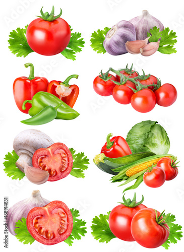 Collection of fresh vegetables on white background