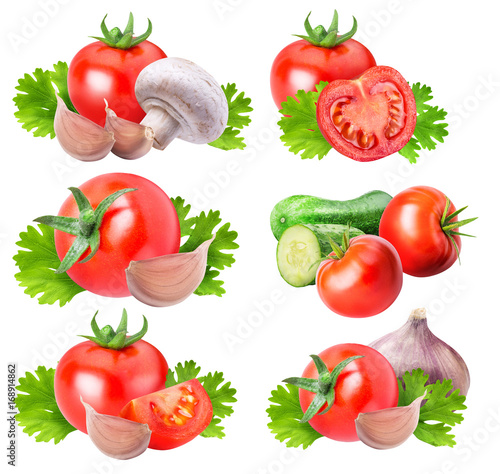 Collection of fresh vegetables on white background
