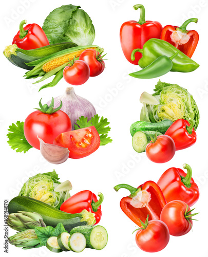 Collection of fresh vegetables on white background © A_Skorobogatova