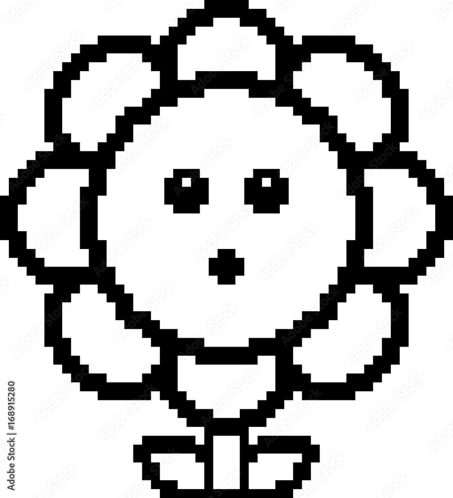 Fototapeta premium Surprised 8-Bit Cartoon Flower