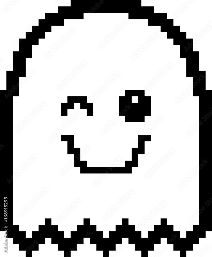Winking 8-Bit Cartoon Ghost