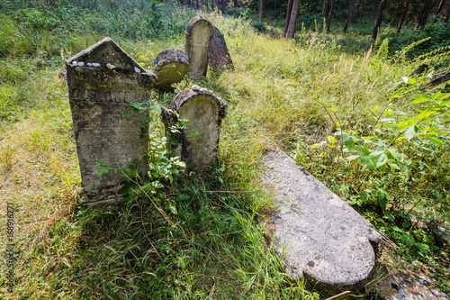 Old abandoned Jewish cemetery photo