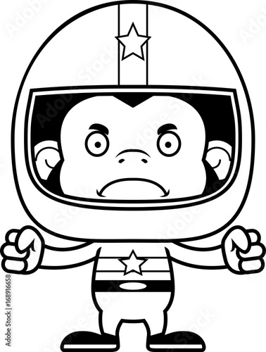 Cartoon Angry Race Car Driver Chimpanzee