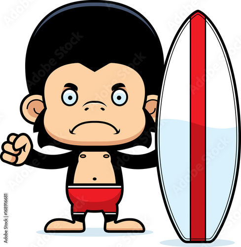 Cartoon Angry Surfer Chimpanzee