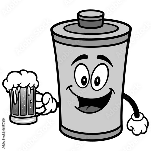 Battery with Beer Illustration