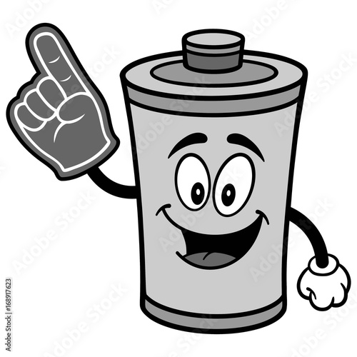 Battery with Foam Finger Illustration