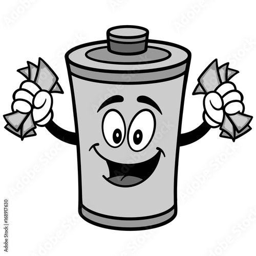 Battery with Money Illustration