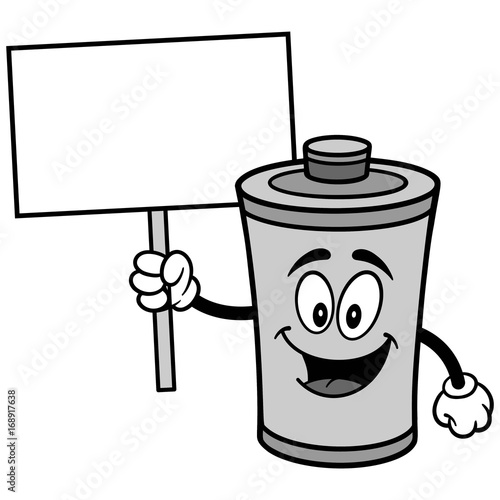 Battery with Sign Illustration