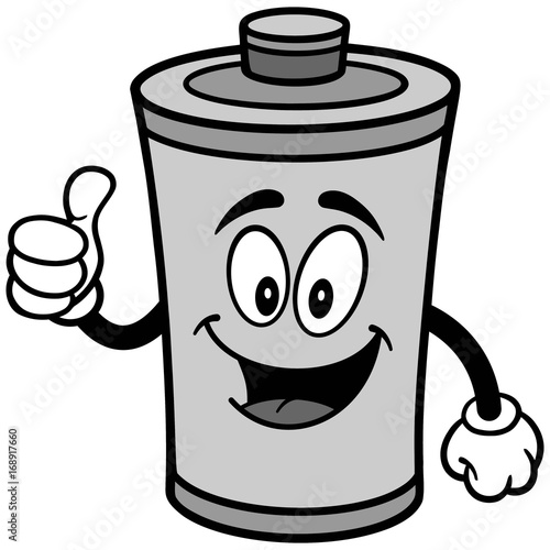 Battery with Thumbs Up Illustration