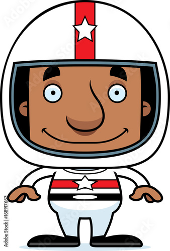 Cartoon Smiling Race Car Driver Man