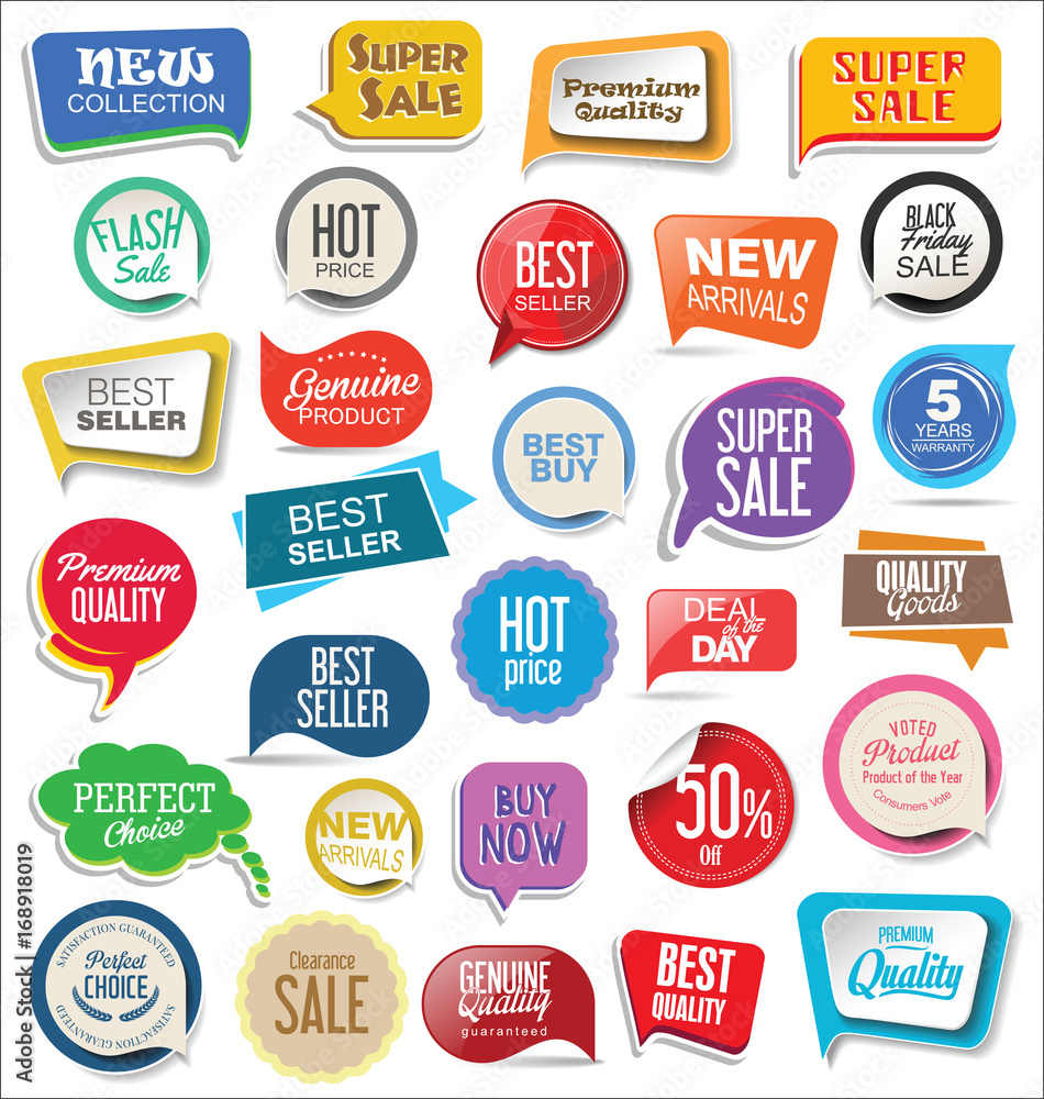 Sale stickers modern design collection vector Sale stickers modern design collection vector