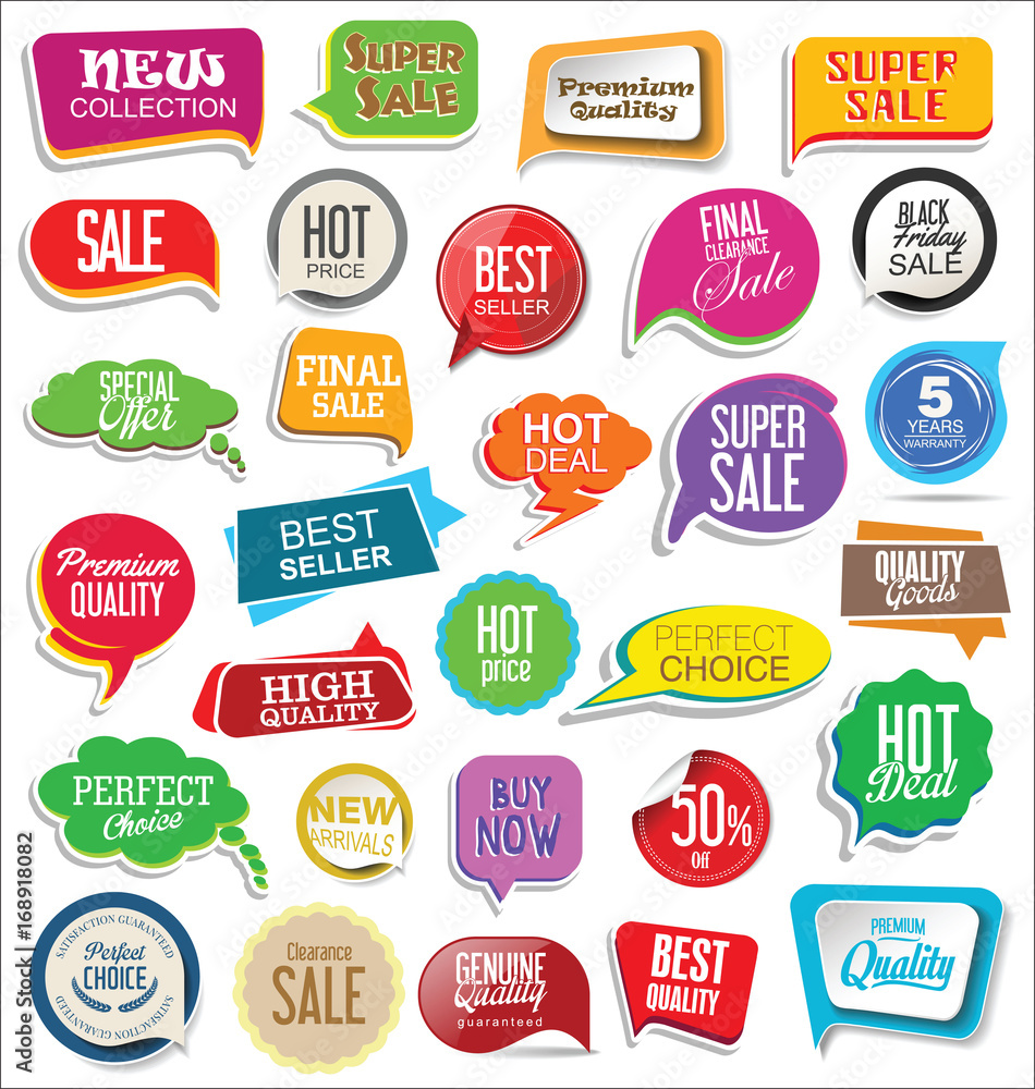 Sale stickers modern design collection vector Sale stickers modern design collection vector
