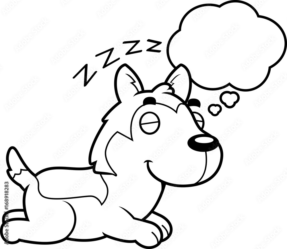 Cartoon Husky Dreaming Cartoon Husky Dreaming
