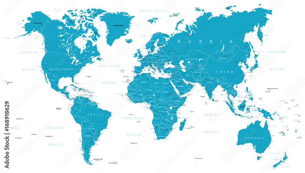 Naklejka premium World Map Political Vintage Vector