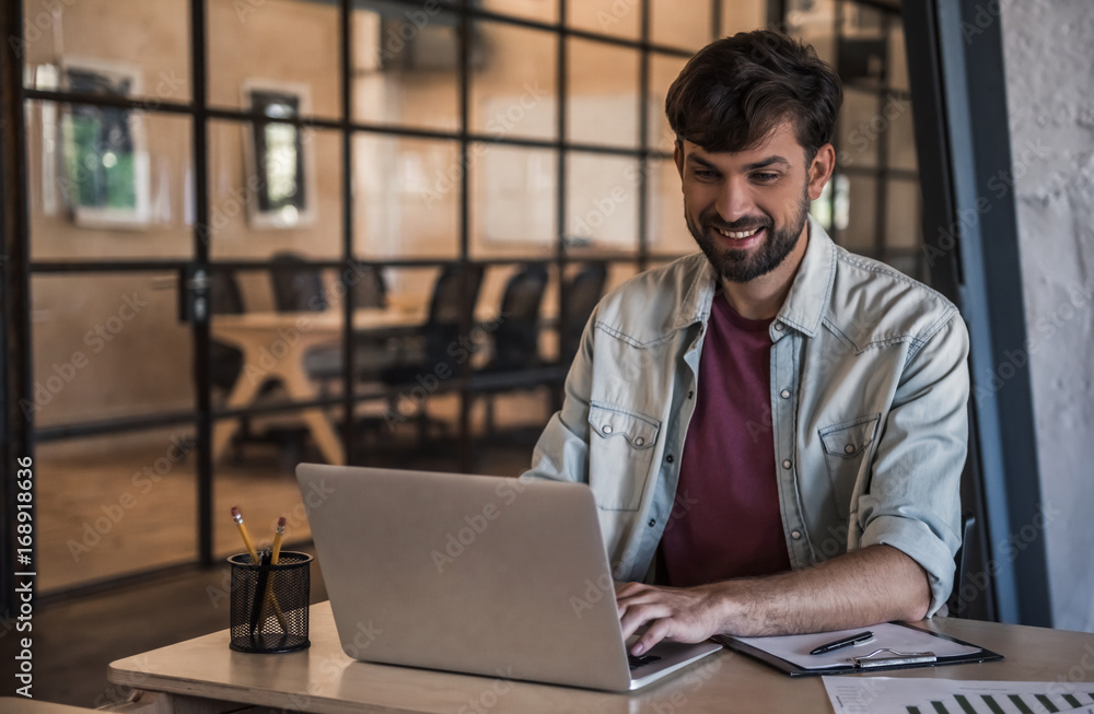 Handsome businessman working Handsome businessman working