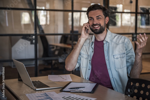 Handsome businessman working