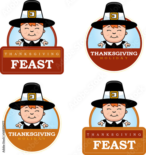 Cartoon Thanksgiving Pilgrim Boy Graphic