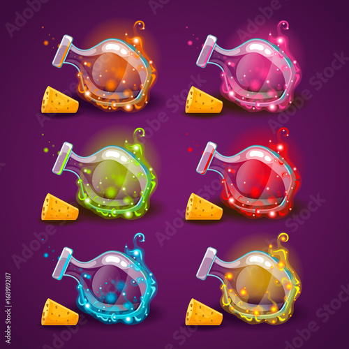 Set of bottle with magic smoke