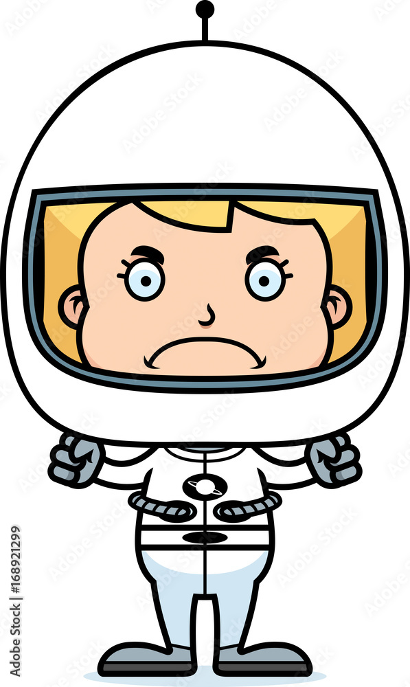 Fototapeta premium Cartoon Angry Astronaut Girl