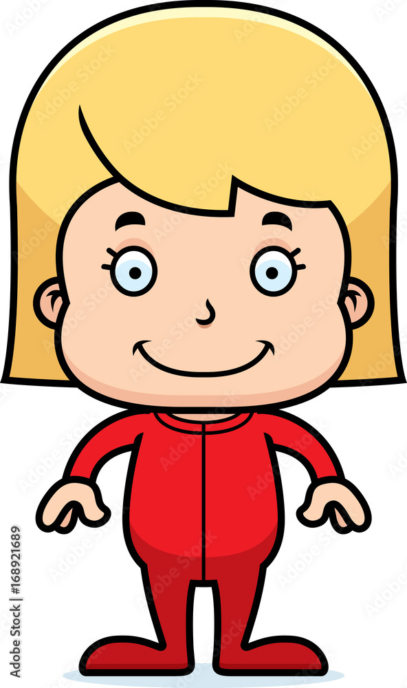 Cartoon Smiling Girl In Pajamas Cartoon Smiling Girl In Pajamas