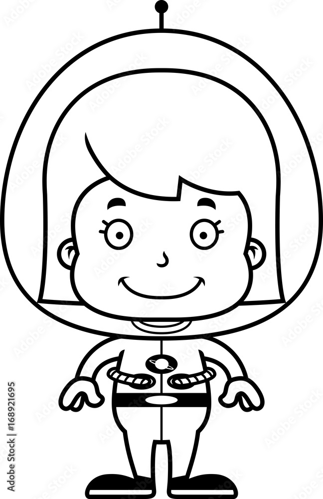 Cartoon Smiling Spaceman Girl