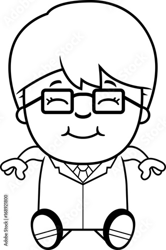 Cartoon Little Scientist Sitting