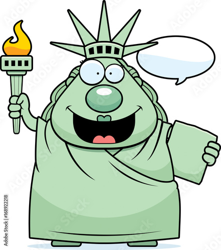 Cartoon Statue of Liberty Talking