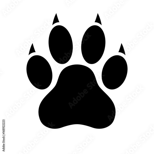Dog paw print. Paw icon. Flat style. Vector illustration.
