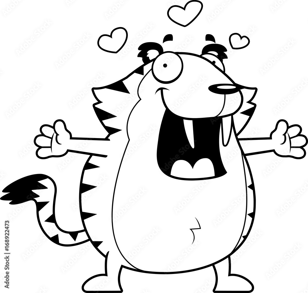 Cartoon Saber-Toothed Tiger Hug Cartoon Saber-Toothed Tiger Hug