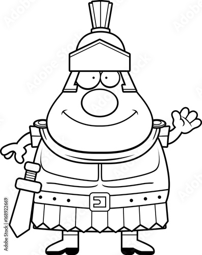 Cartoon Roman Centurion Waving
