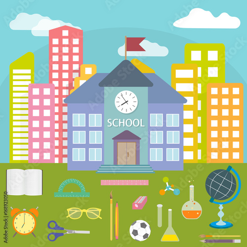 The building of the city school and accessories for study