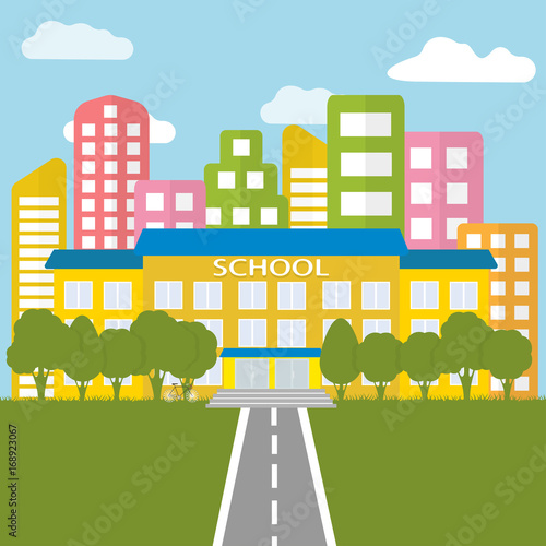 building city school - Back to school vector background