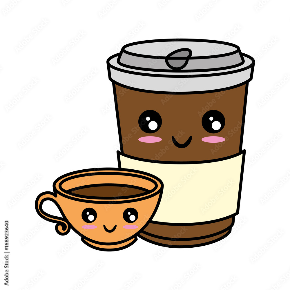 Coffee to go kawaii cute cartoon Stock Vector | Adobe Stock